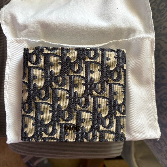 Christian Dior  New men’s compact wallet Beige and Black Dior Oblique Jacquard - Picture 3 of 7